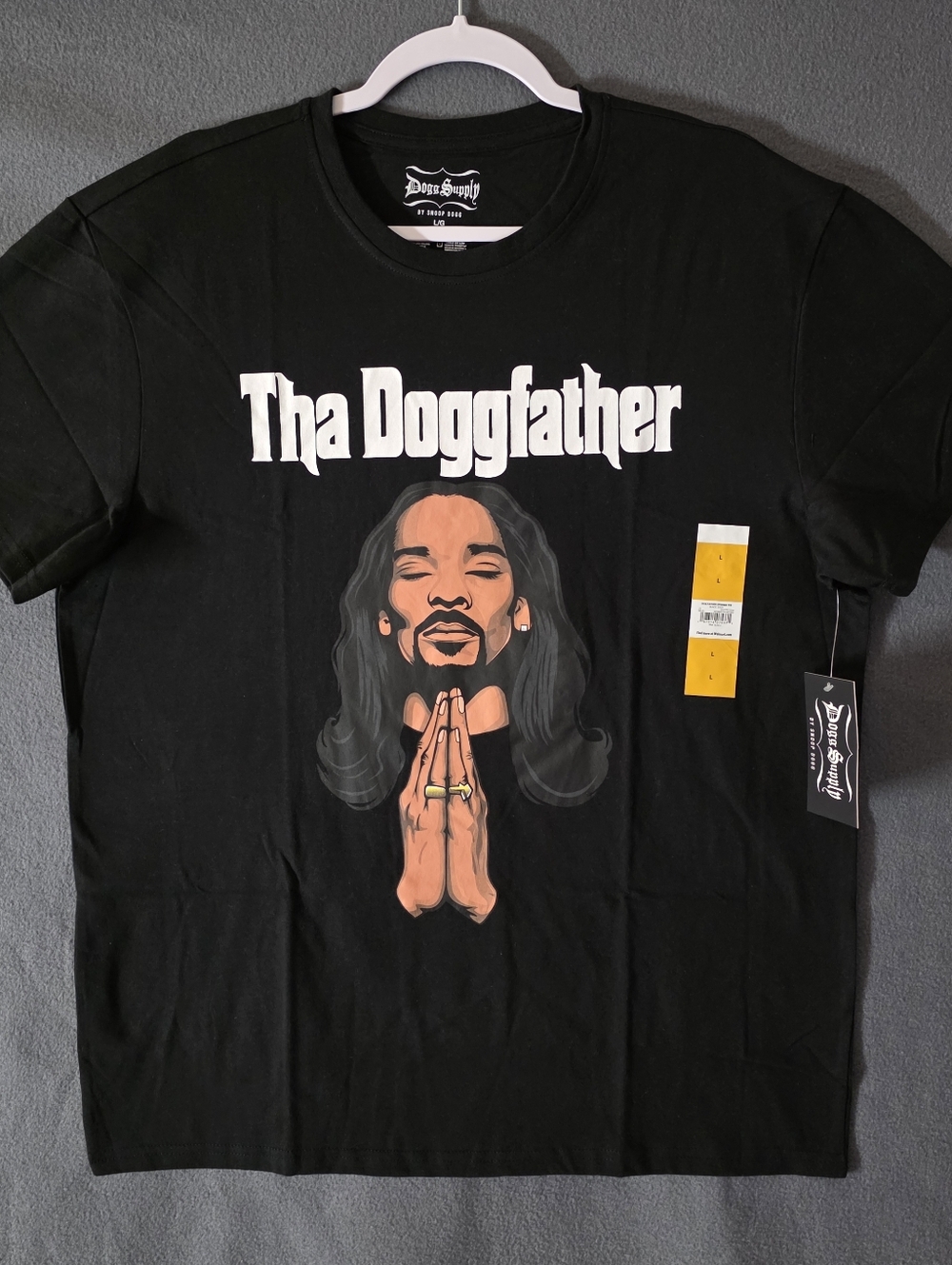 Size Large Snoop Dogg Tha Doggfather Black Graphic Tee Shirt